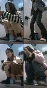 商场女厕正面全景（美女塞棉棒）
