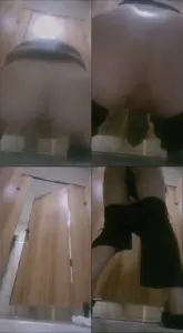全景后拍系列打电话美女裙子的新商标被尿溅湿了